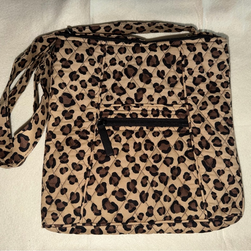 Vera Bradley Quilted Leopard Print Crossbody in Beige and Brown